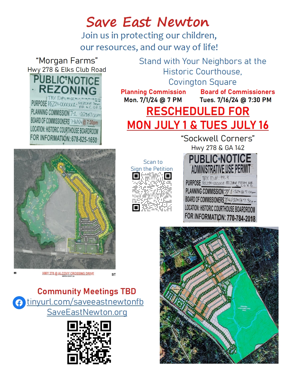 July 1, July 16 Rezoning Meetings for Sockwell Corners, Morgan Farms,&nbsp;etc.